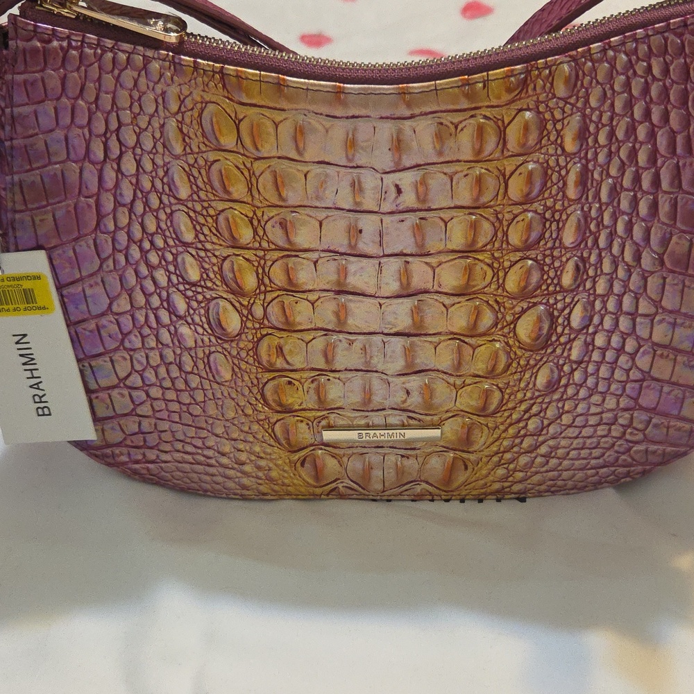 New Brahmin Ombre Melbourne Collection Grapefruit Shayna Crossbody Bag NWT